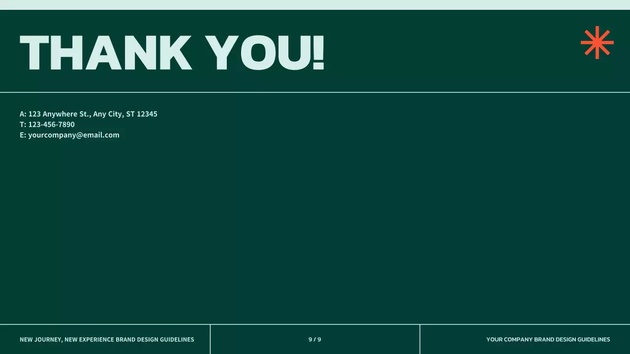 Simple brand guidelines in green with orange accents