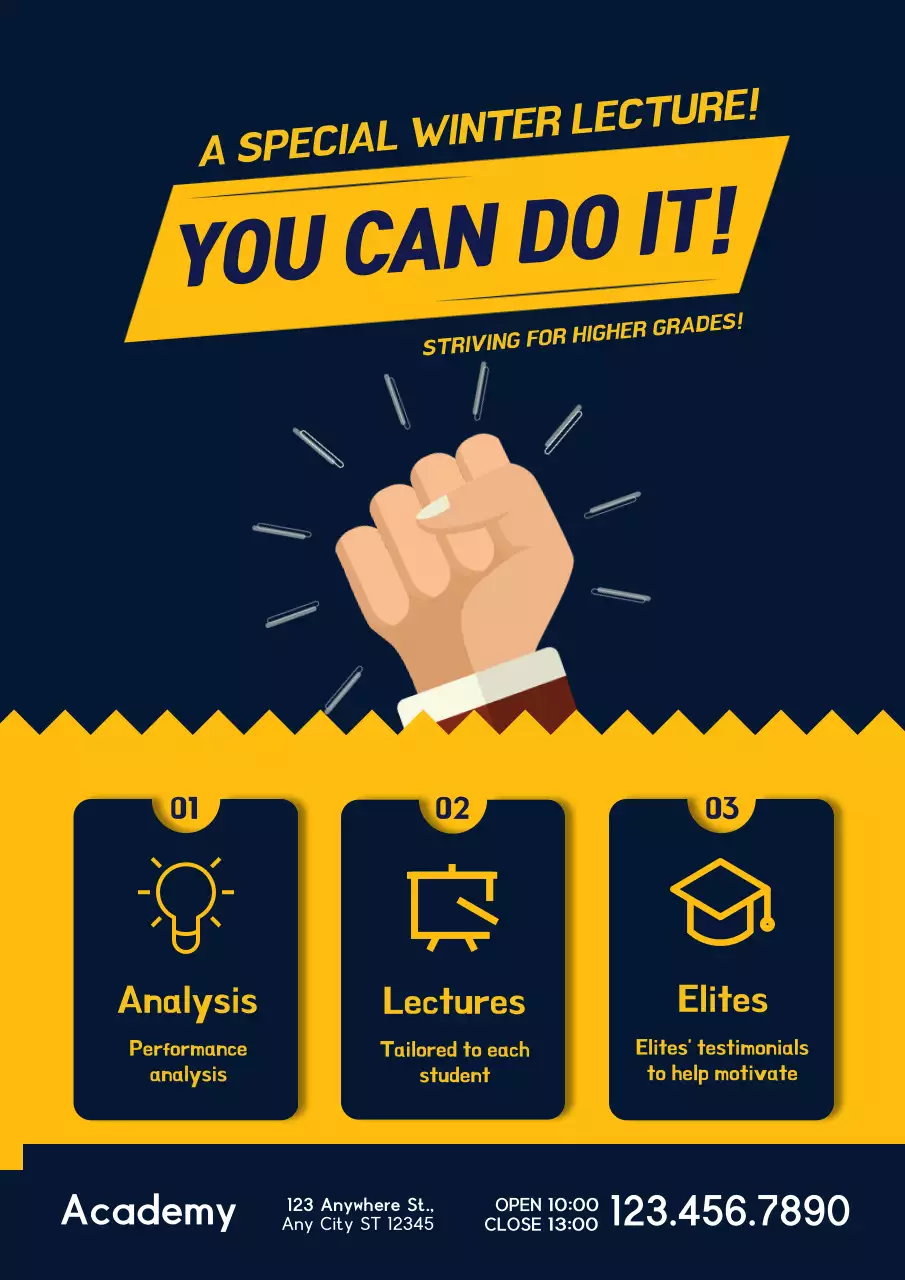 Navy Bold Lecture Announcement Poster