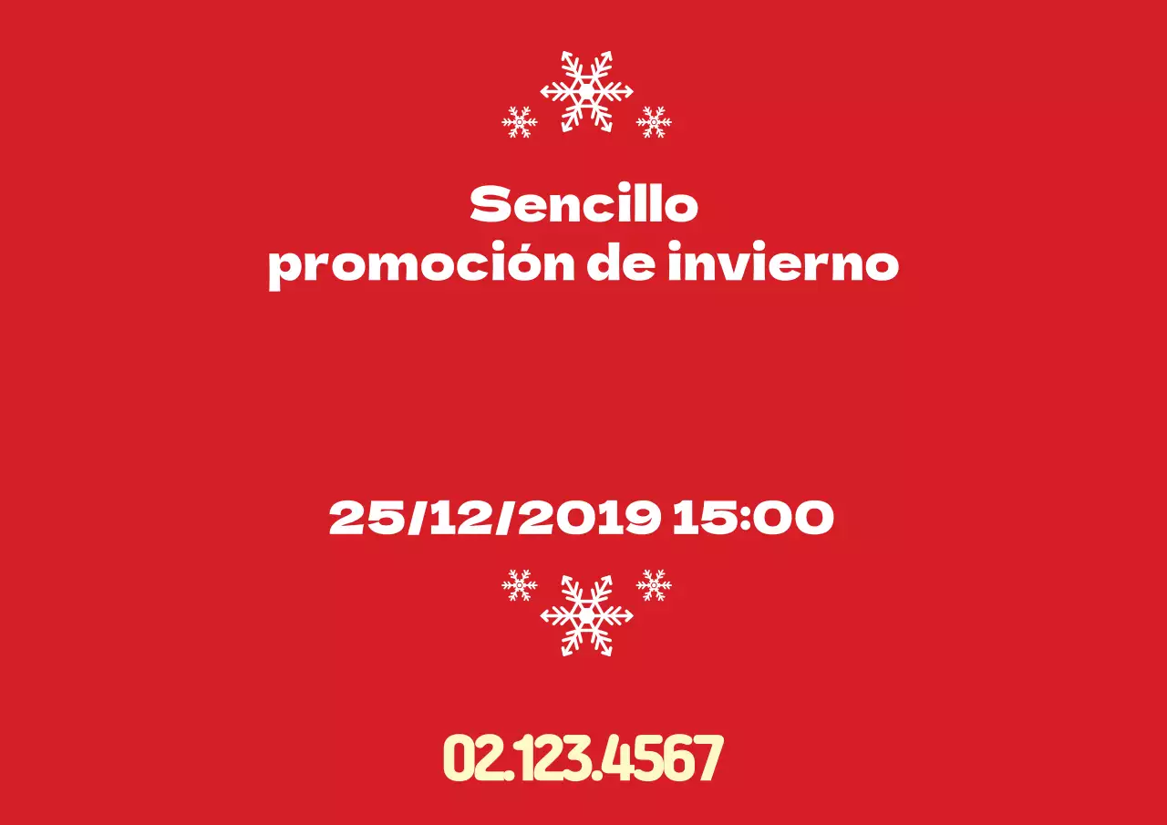 Sencillo cartel promocional de invierno en rojo