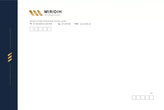 Jaket perusahaan modern berwarna biru tua dengan amplop besar