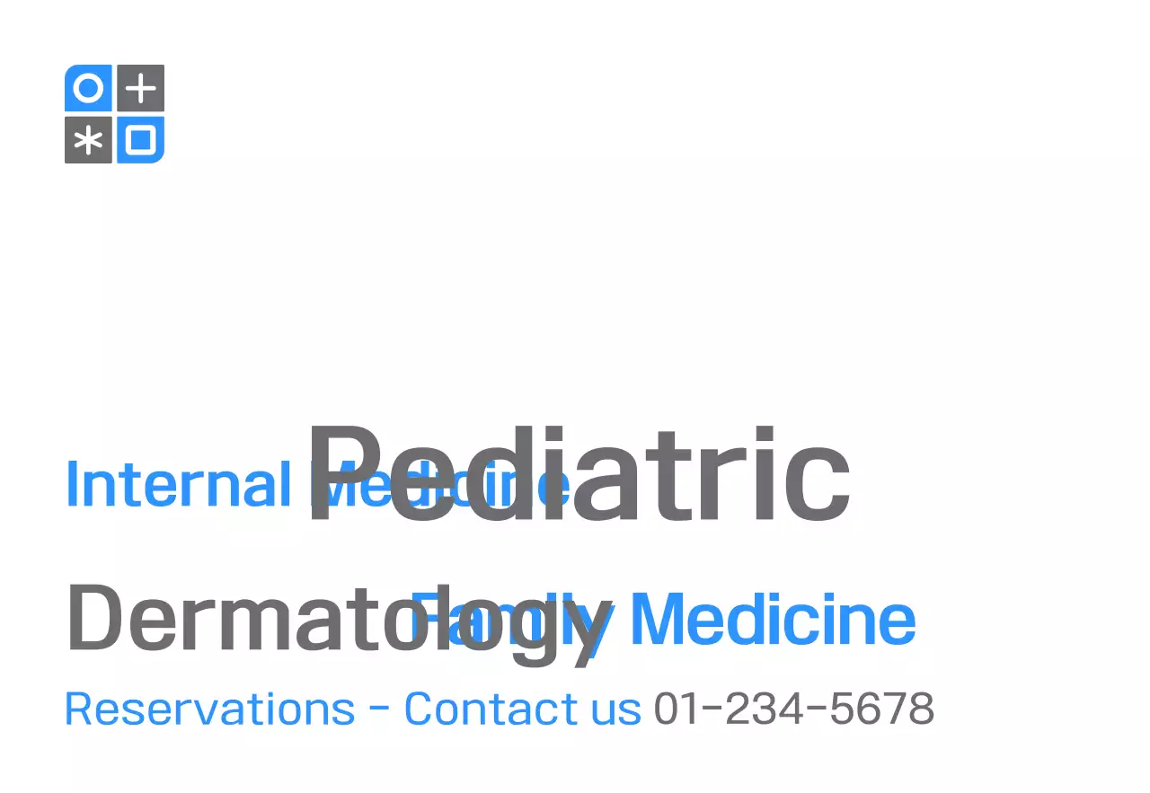 Khuyến mại sử dụng với thiết kế đơn giản có logo biểu tượng màu xanh xám và tên phòng khám nội khoa.