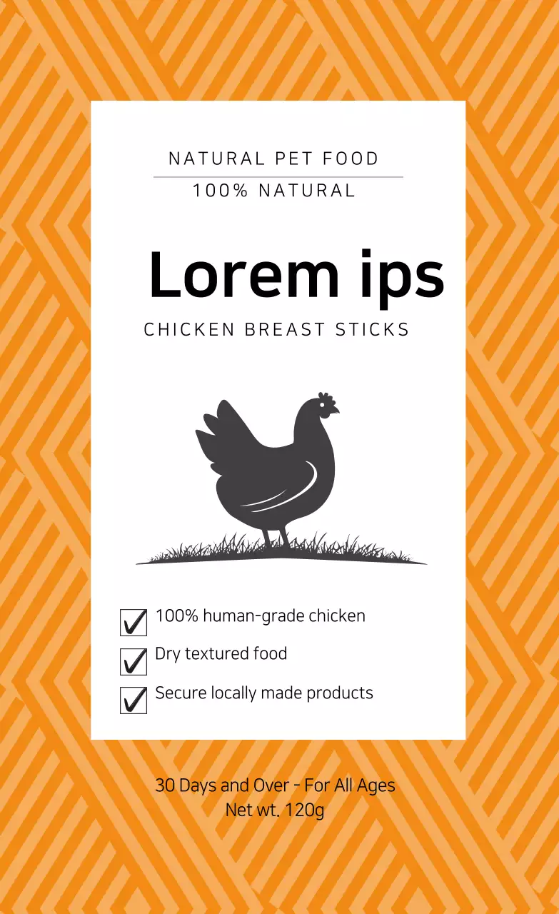 Nhãn minh họa đồ ăn nhẹ cho thú cưng màu cam