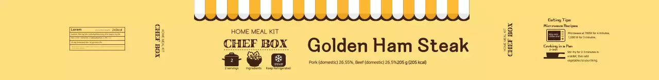 Label steak hamburger emas bergambar kuning