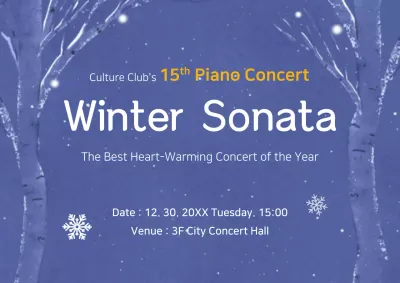 Blue Traditional Piano Concert Announcement Poster