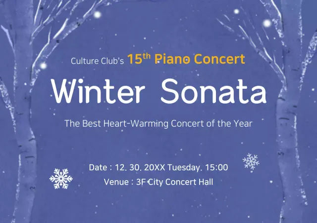 Blue Traditional Piano Concert Announcement Poster