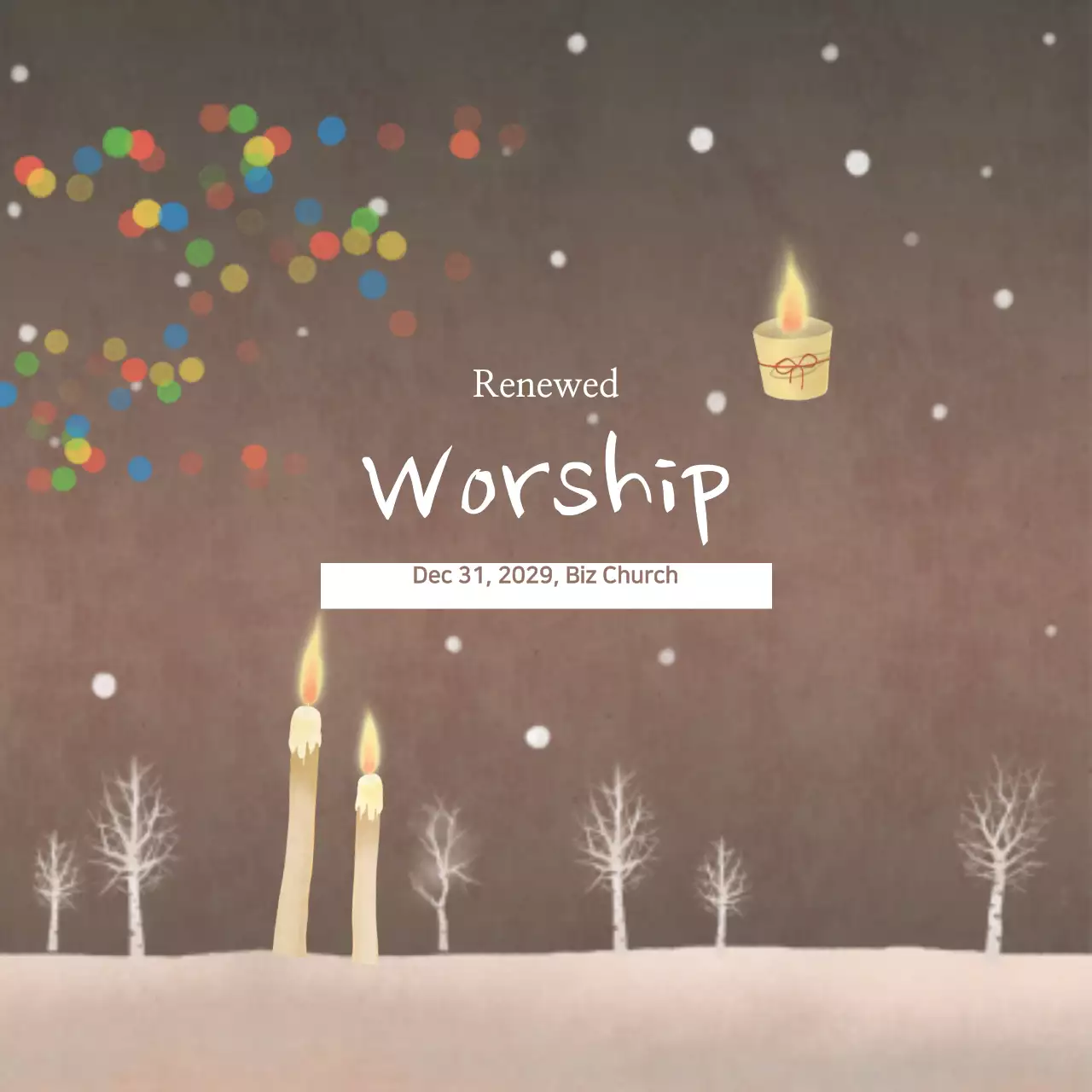 Biểu ngữ thông báo thờ phượng tối giản màu nâu