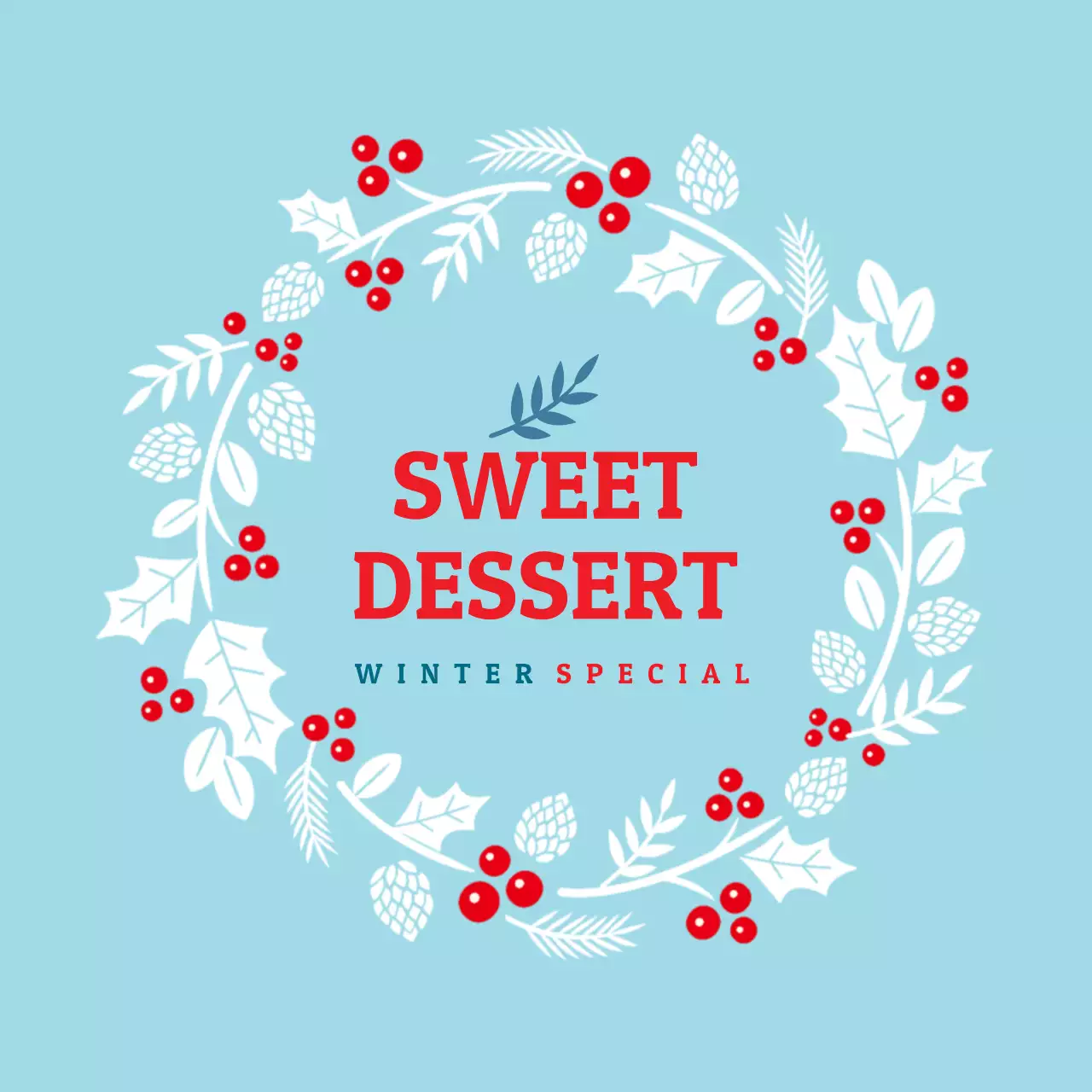 Label kemasan makanan penutup Natal bergambar ilustrasi merah langit