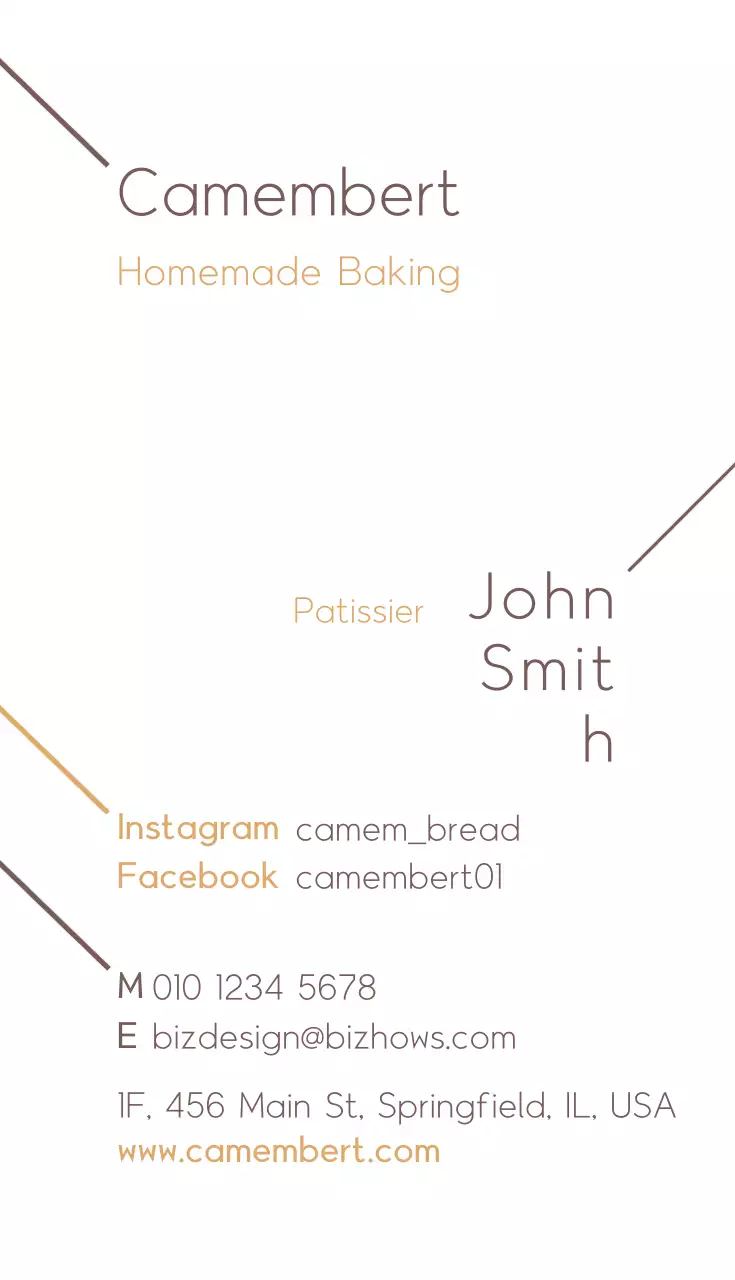 Cartão de visita marrom para panificação rústica