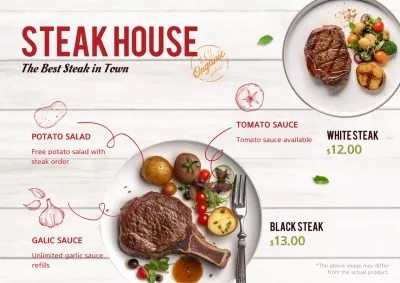 Red Rustic Steak Menu Poster