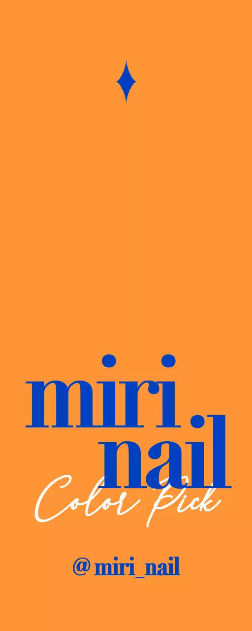 A clean nail art shop promotion with blue and orange text.