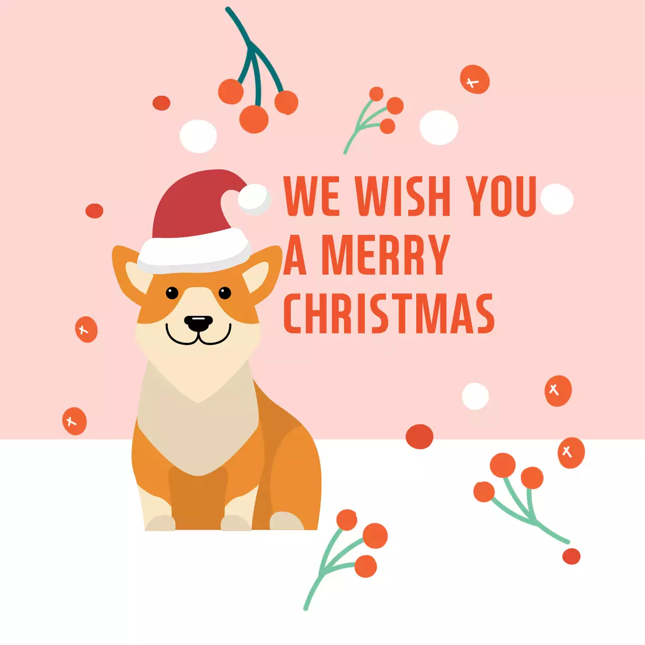 Pink red cute illustration Christmas gift label