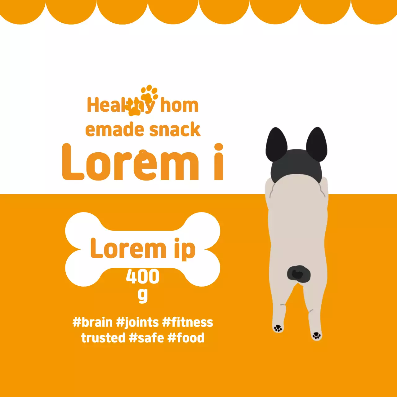 Label Camilan Buatan Sendiri Bergambar Oranye