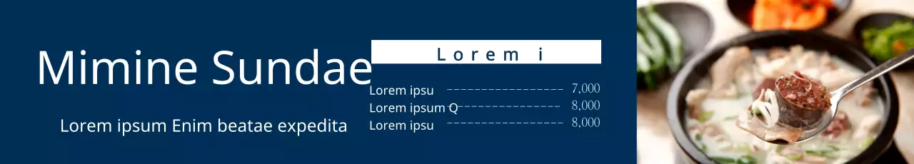 Banner de menu de comida moderna azul