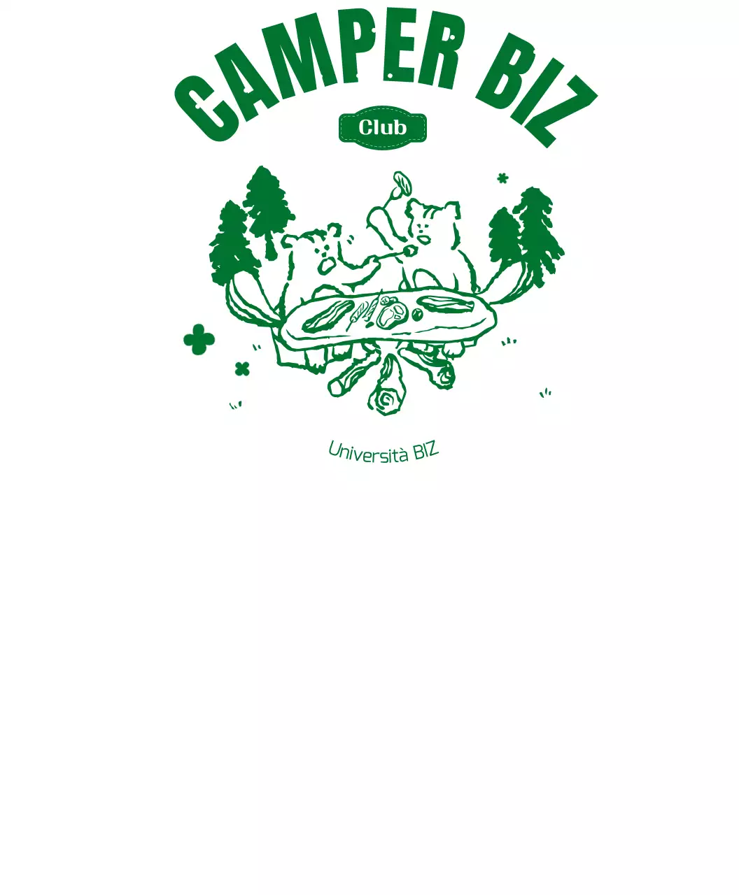 Maglietta del gruppo Camping Club con personaggio scoiattolo da campeggio