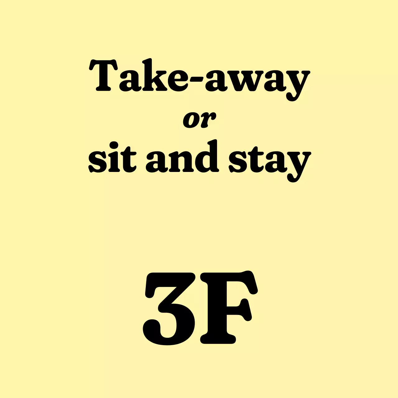 A warm and welcoming storefront sign with light yellow and black cafe-related text and coffee-shaped character illustrations.