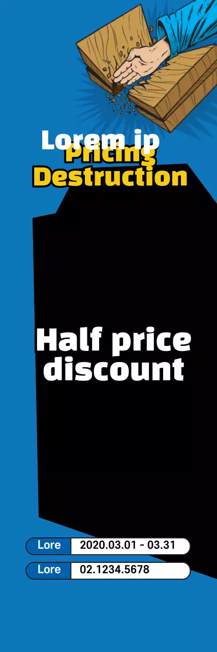 Banner promocional de desconto em quadrinhos azuis