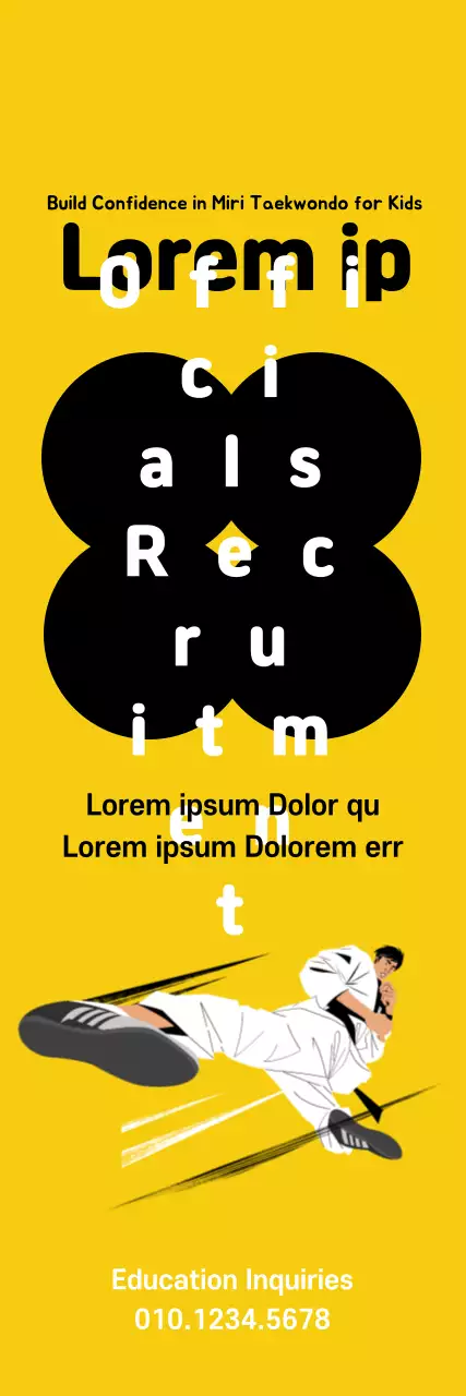 Faixa de recrutamento de Taekwondo minimalista amarela