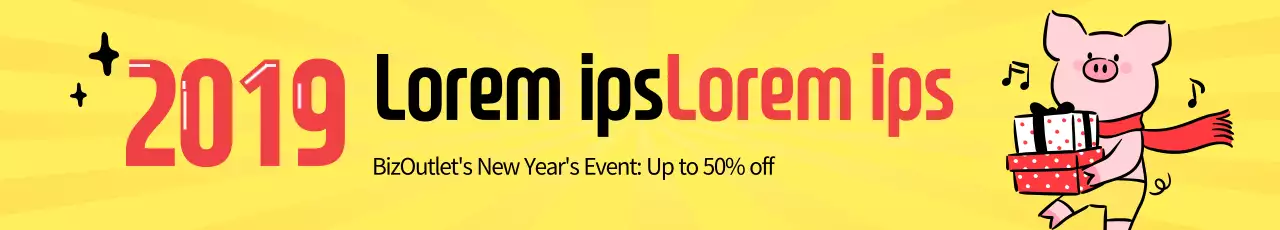 Banner de promoção de ano novo retrô amarelo