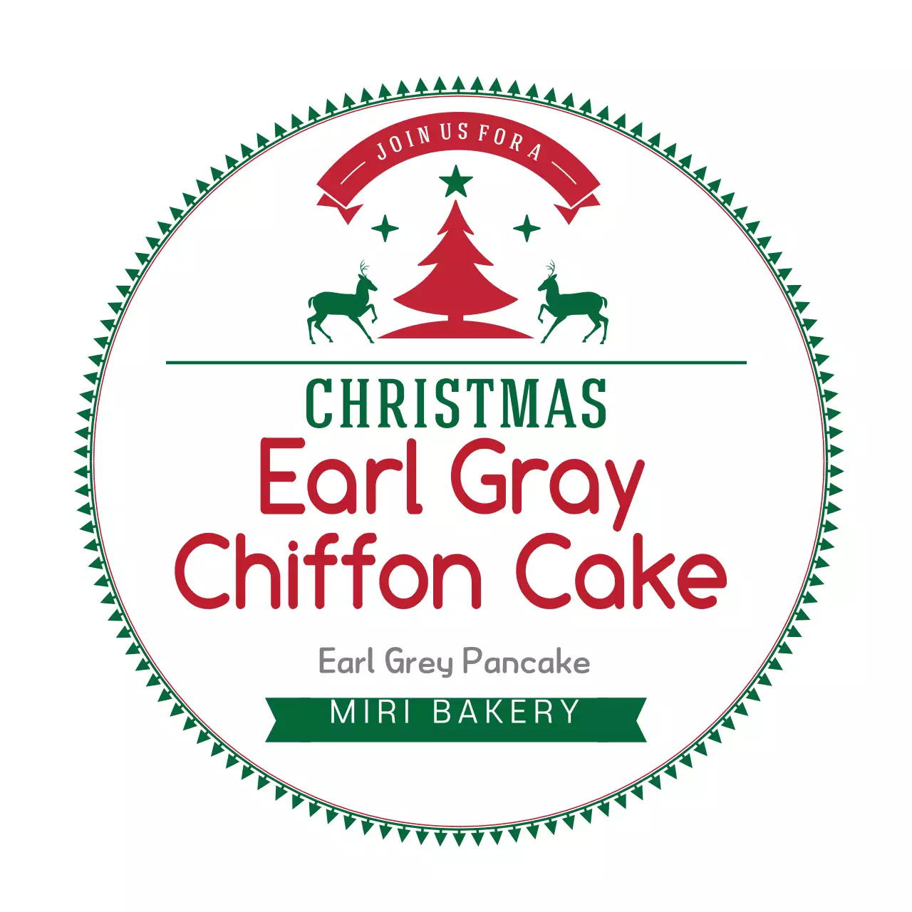 Green Red Illustration Christmas Bakery Label