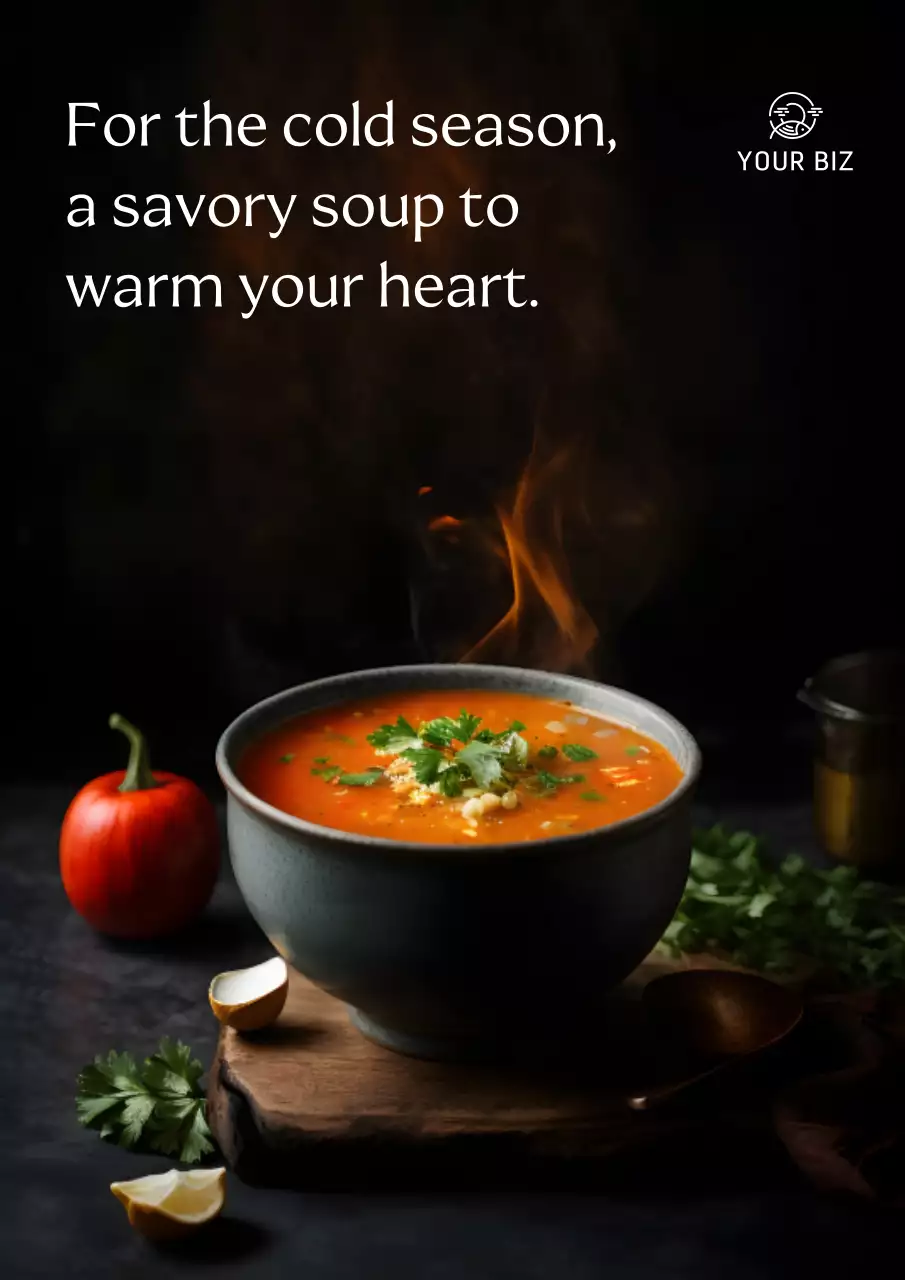 Red Rustic Soup Advertisement Poster