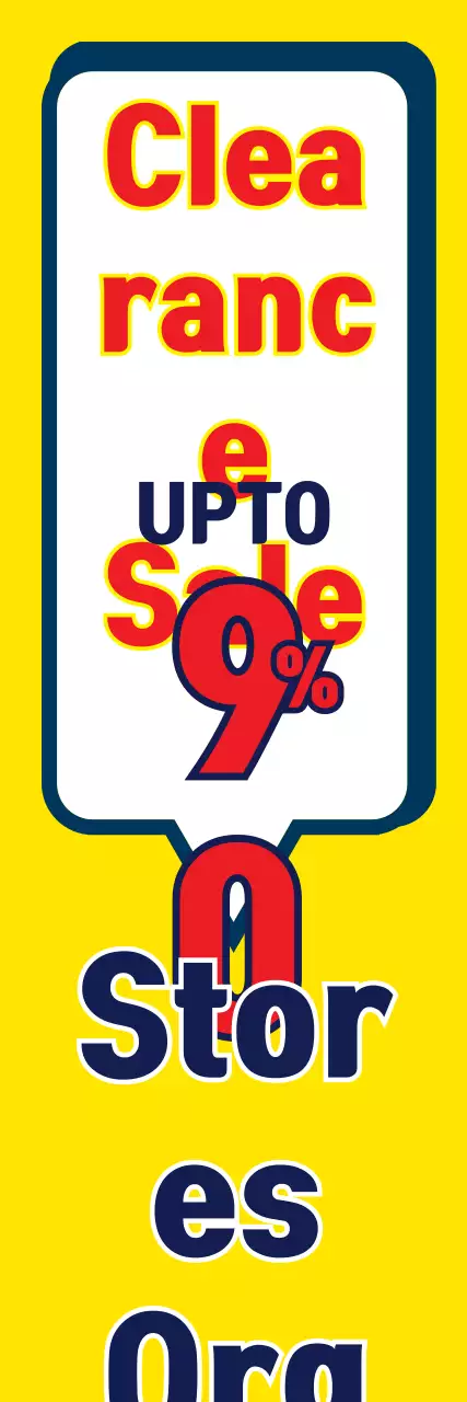 Banner promocional de liquidação amarelo em negrito