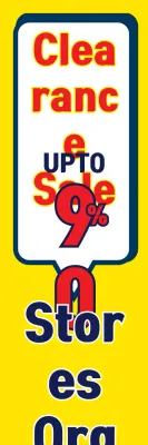 Banner promocional de liquidação amarelo em negrito