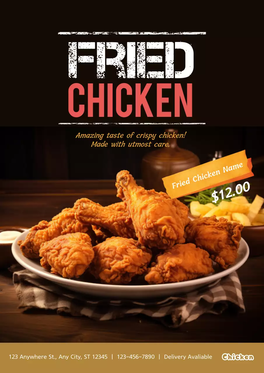Brown Rustic Fried Chicken Promotion Poster