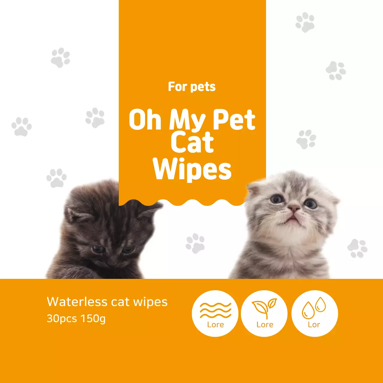 Label Tisu Kucing Lucu Berwarna Oranye