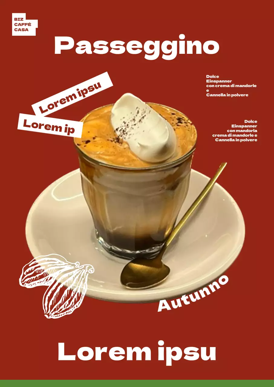 Usare la tipografia per promuovere il menu di un nuovo caffè autunnale con un'atmosfera midcentury