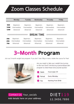 Black Modern Fitness Schedule Poster