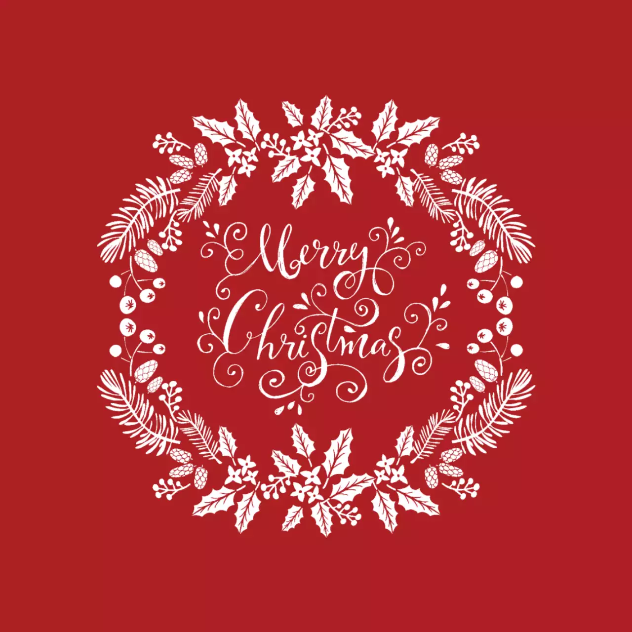 Label Natal bergambar kaligrafi berwarna merah