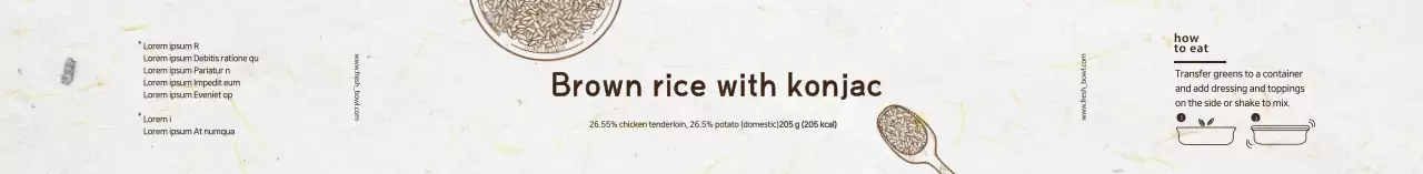 Label konjak beras merah bertekstur bergambar putih