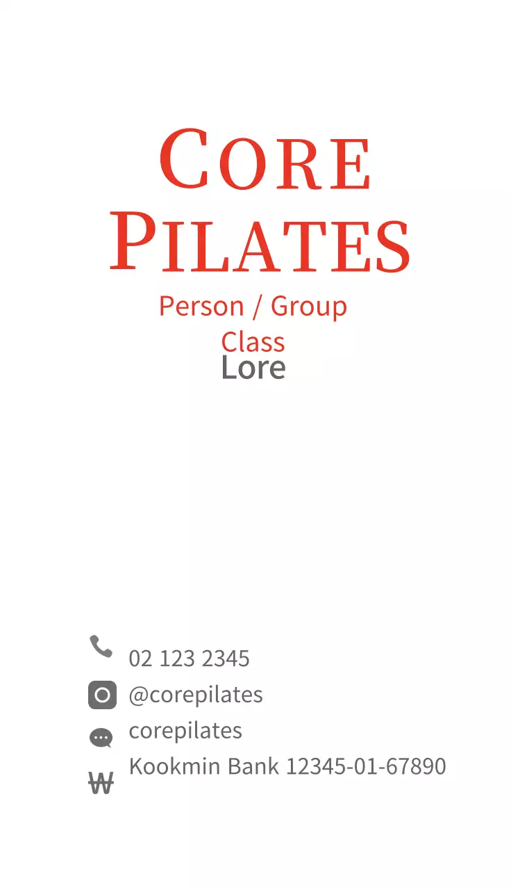 Cartão de visita vermelho ilustrado para Pilates