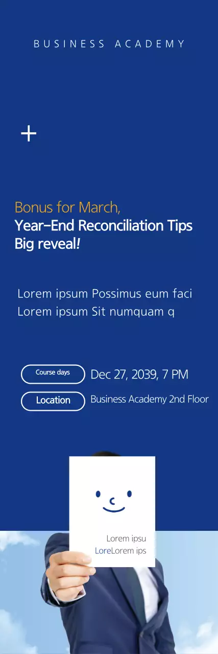 Banner de promoção empresarial moderno azul