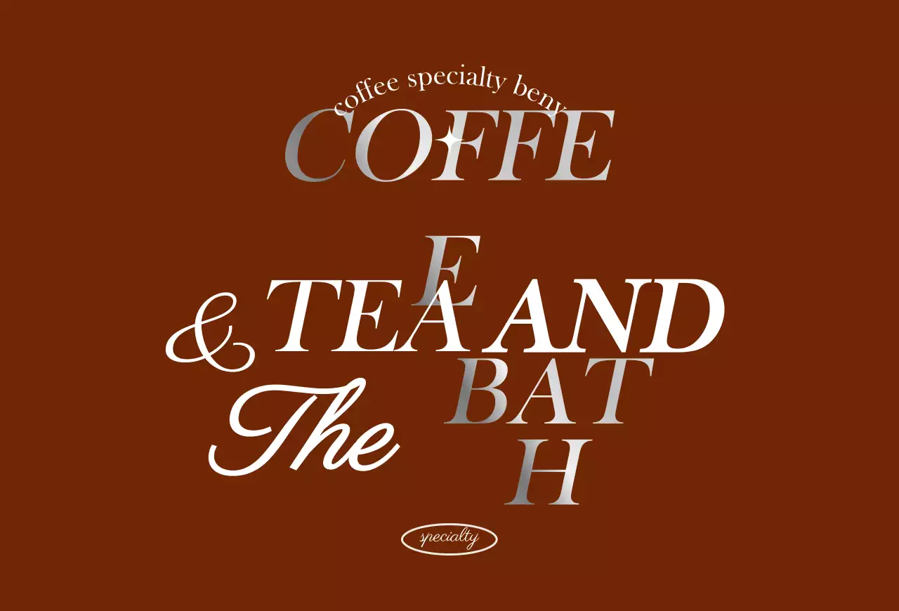 Sentimental cafe lettering in brown and silver