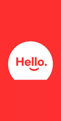 Hello smiley red background baldt