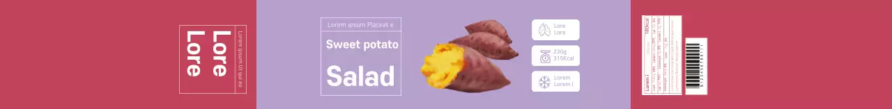 Label salad ubi jalar bergambar ungu muda