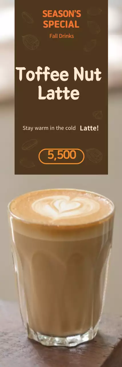 Promote your cafe's fall menu with brown warmth