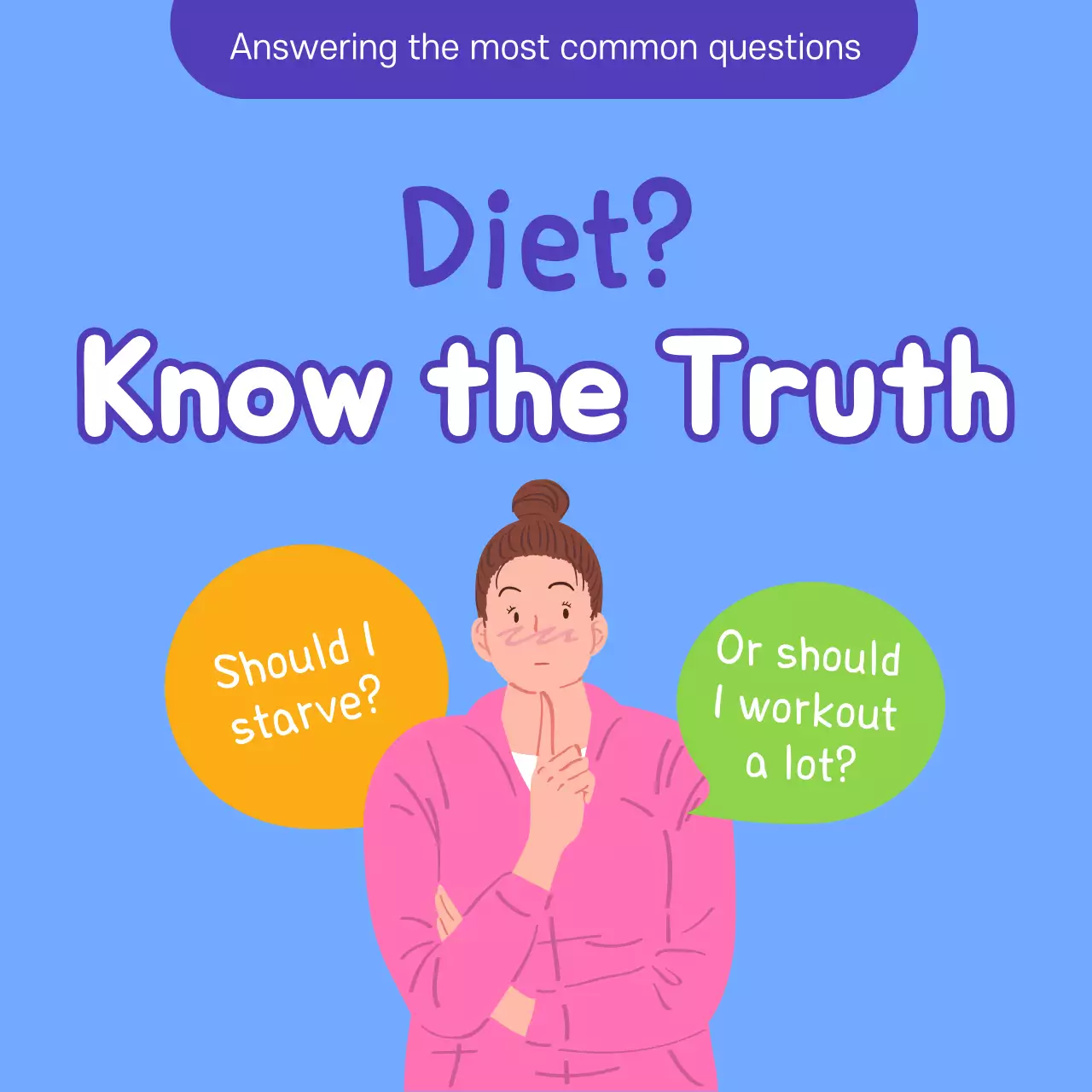 Blue Modern Diet Guide Instagram Carousel