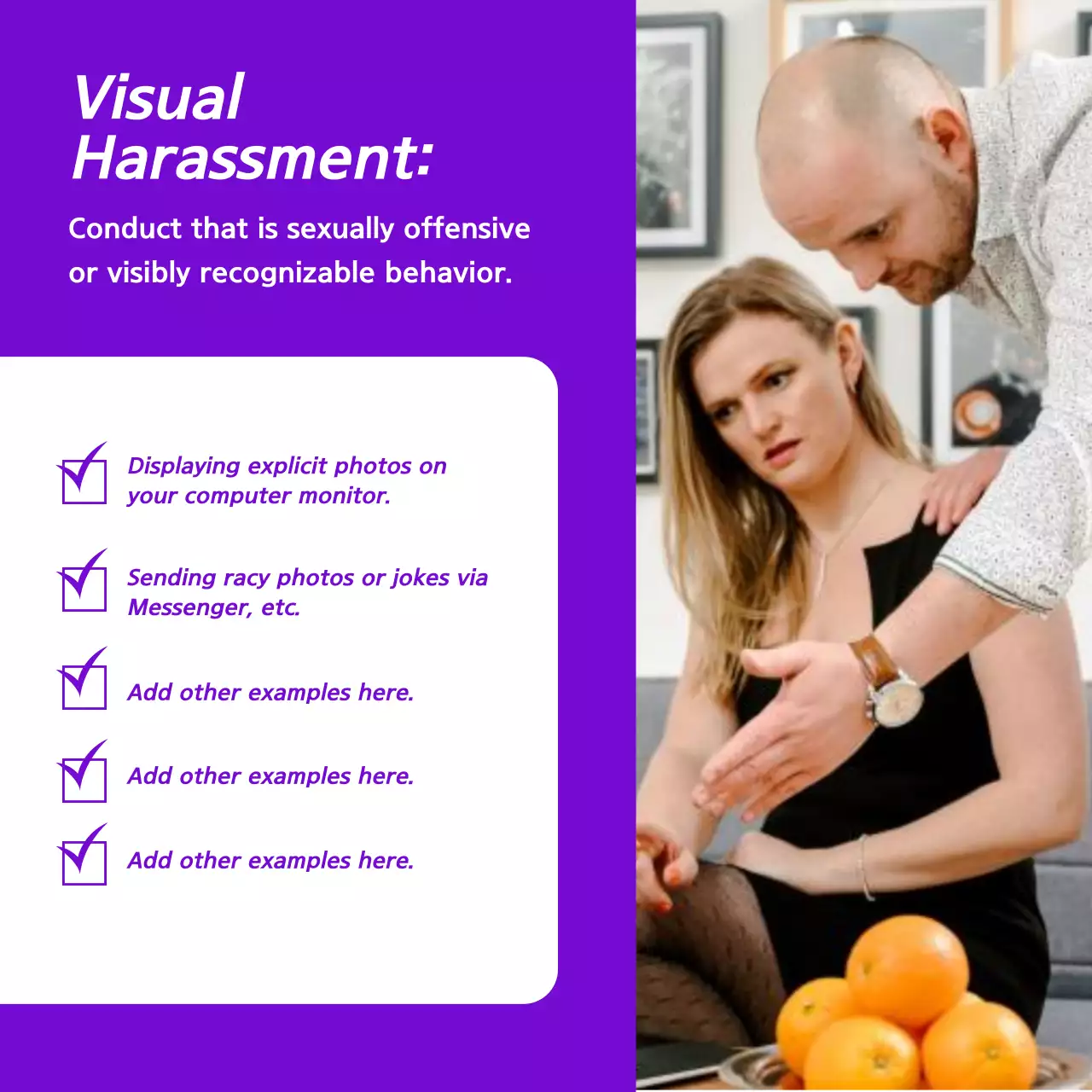 Blue Professional Harassment Checklist Instagram Carousel