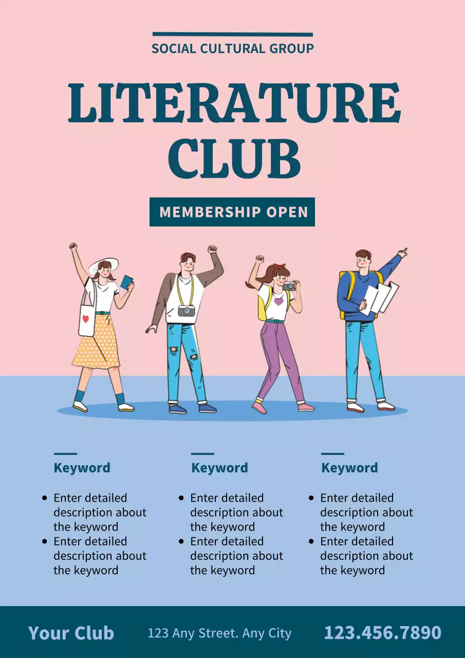 Pink Modern Club Invitation Poster