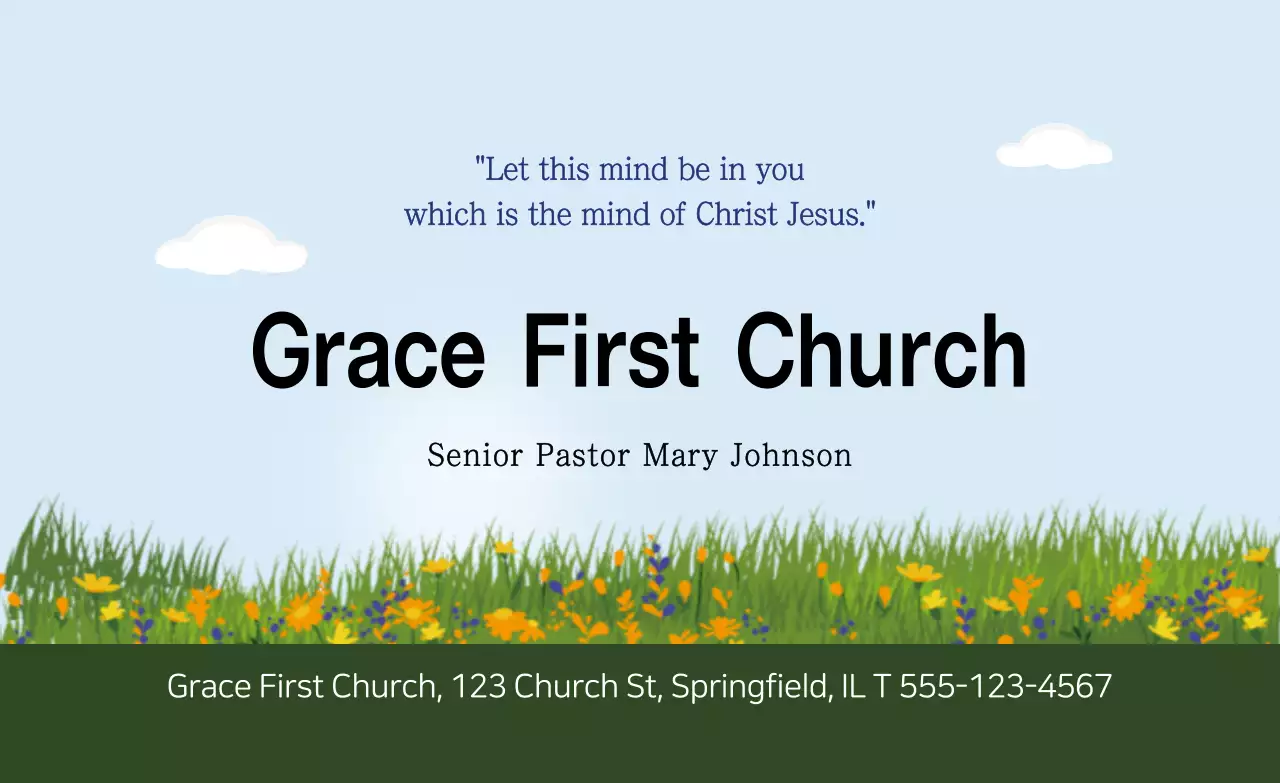 Green light blue flower garden illustration church