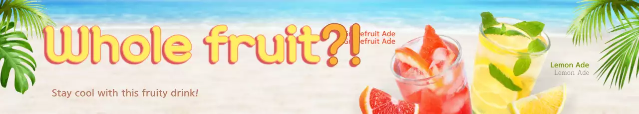 Banner promocional de bebidas tropicais amarelas