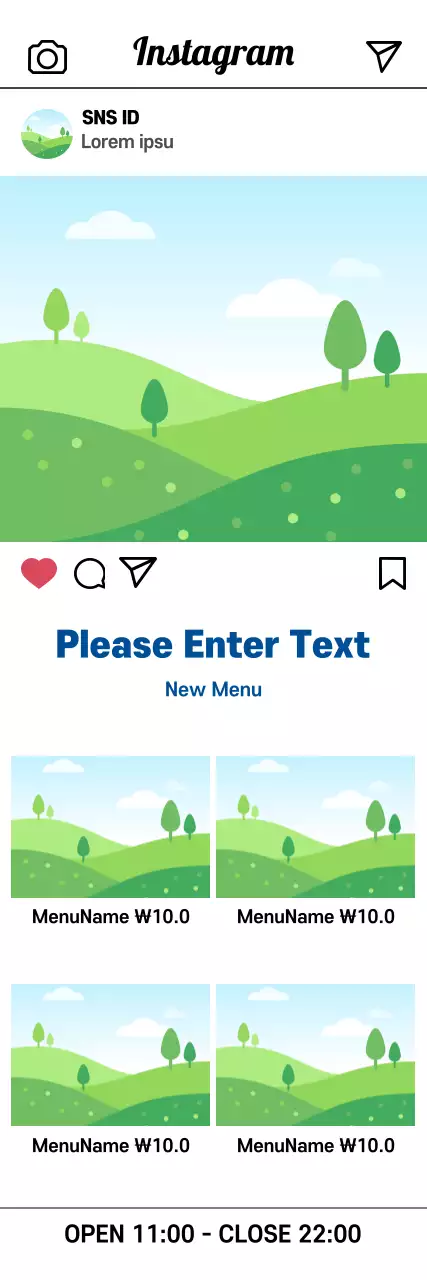 Banner de anúncio de menu minimalista verde