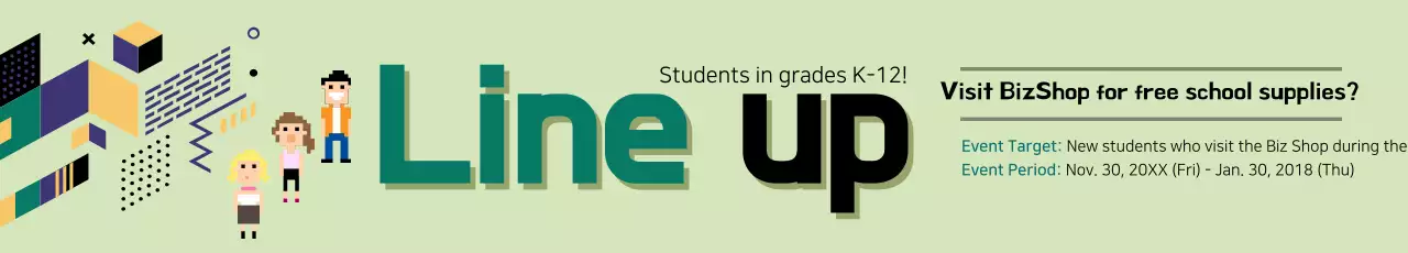 Banner de promoção escolar retrô verde