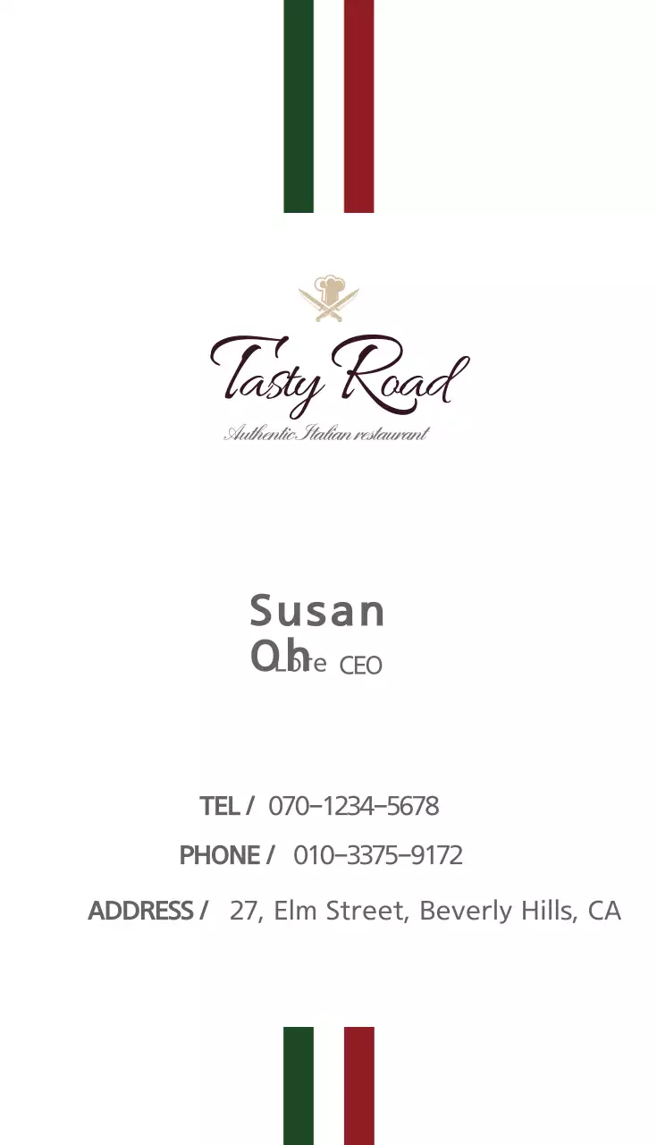 Danh thiếp nhà hàng xanh thanh lịch