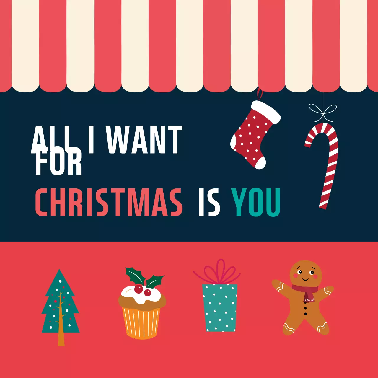 Label ucapan selamat Natal bergambar merah dan biru tua