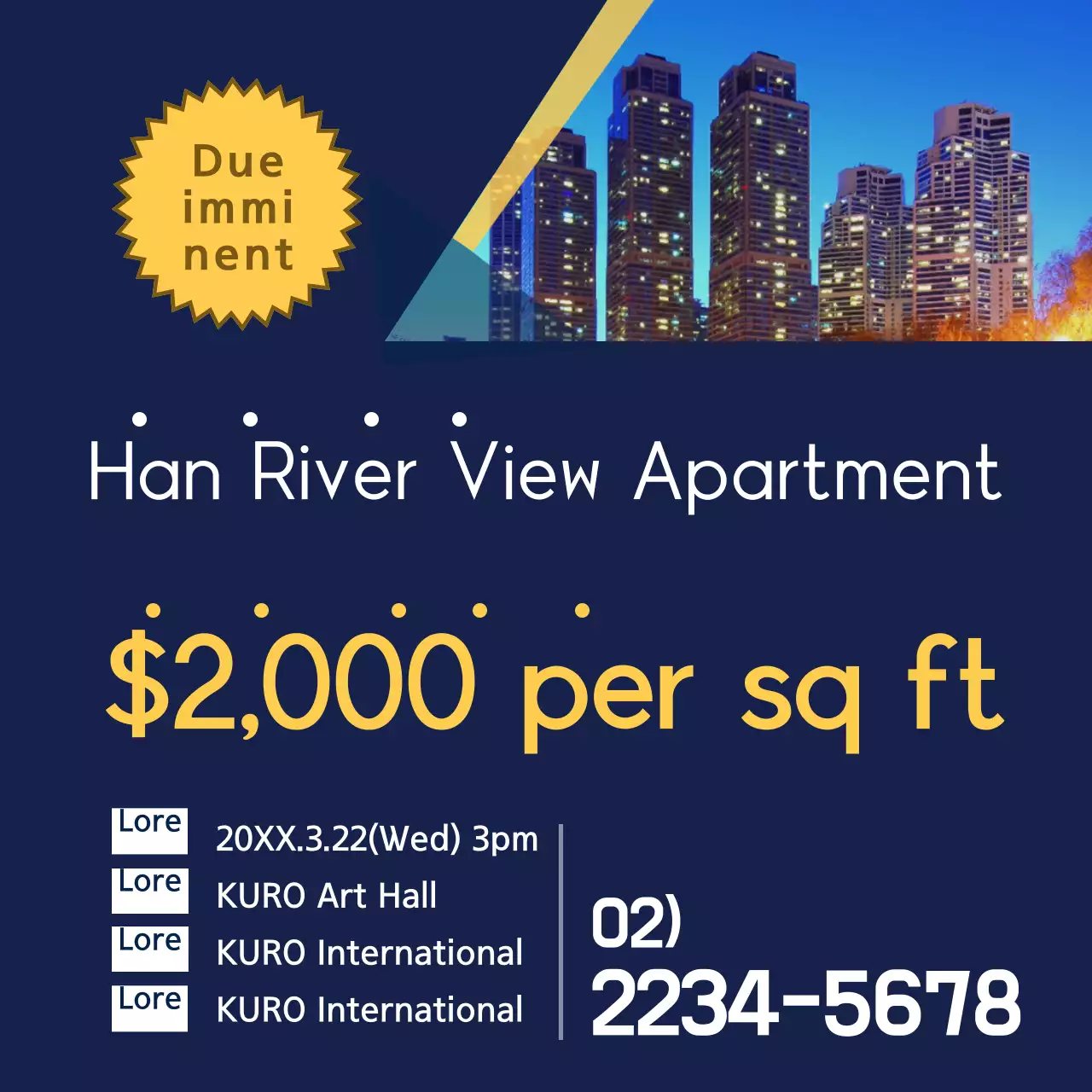 Banner de promoção de apartamento moderno azul