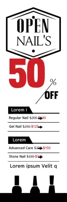 Banner de promoção de unhas modernas vermelhas