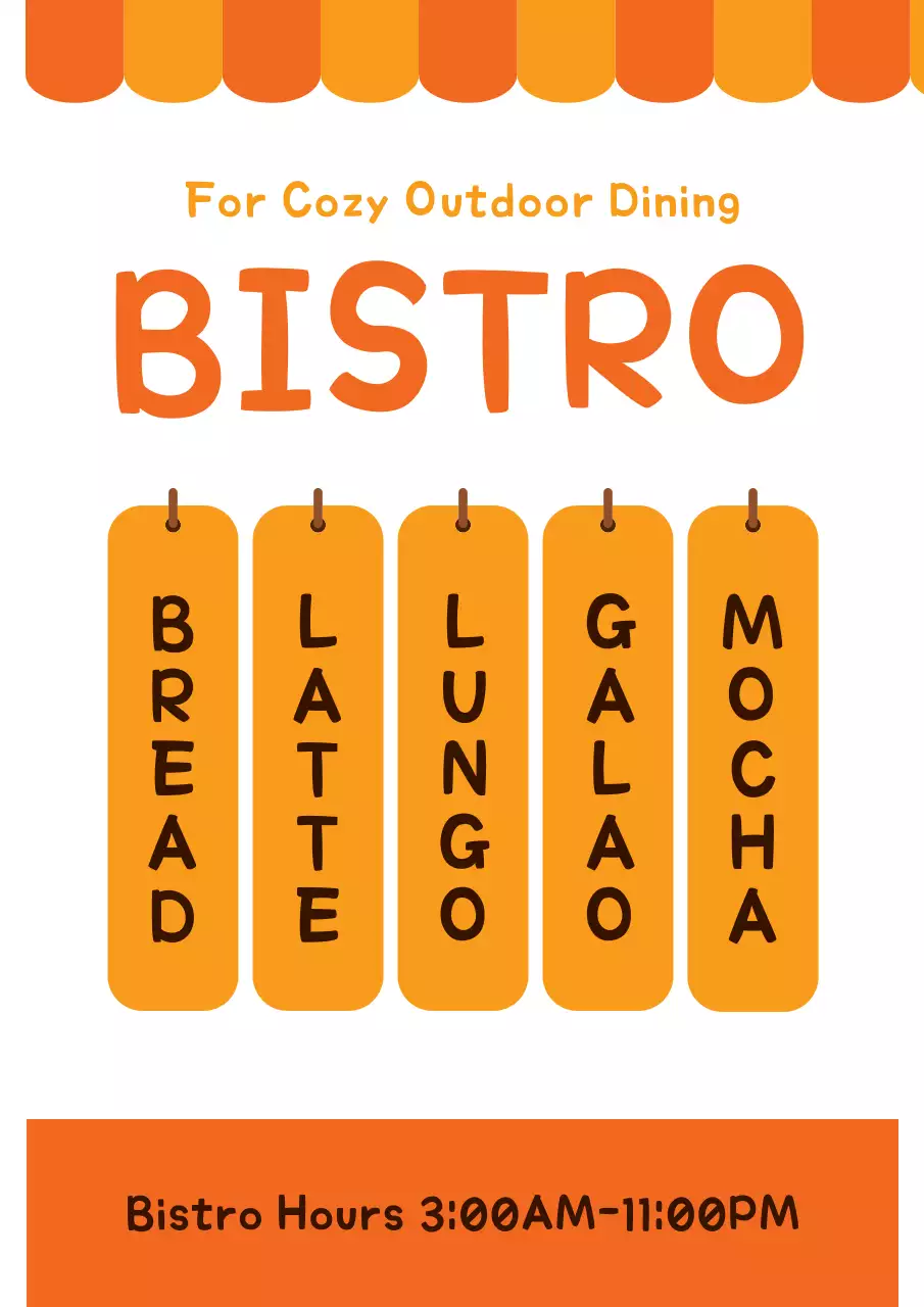 Orange Simple Bistro Menu Poster